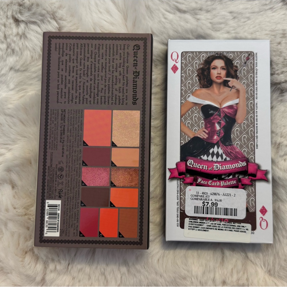 RUDE Cosmetics Queen of Diamonds face palette and Ulta Makeup Palette Bundle